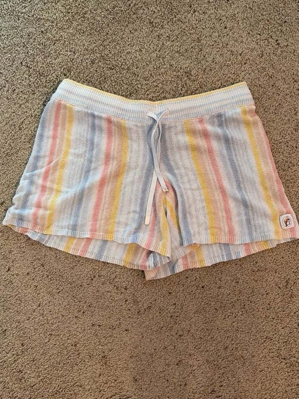 Buc-ee's Pastel Rainbow Striped Knit Lounge Shorts Size 2XL